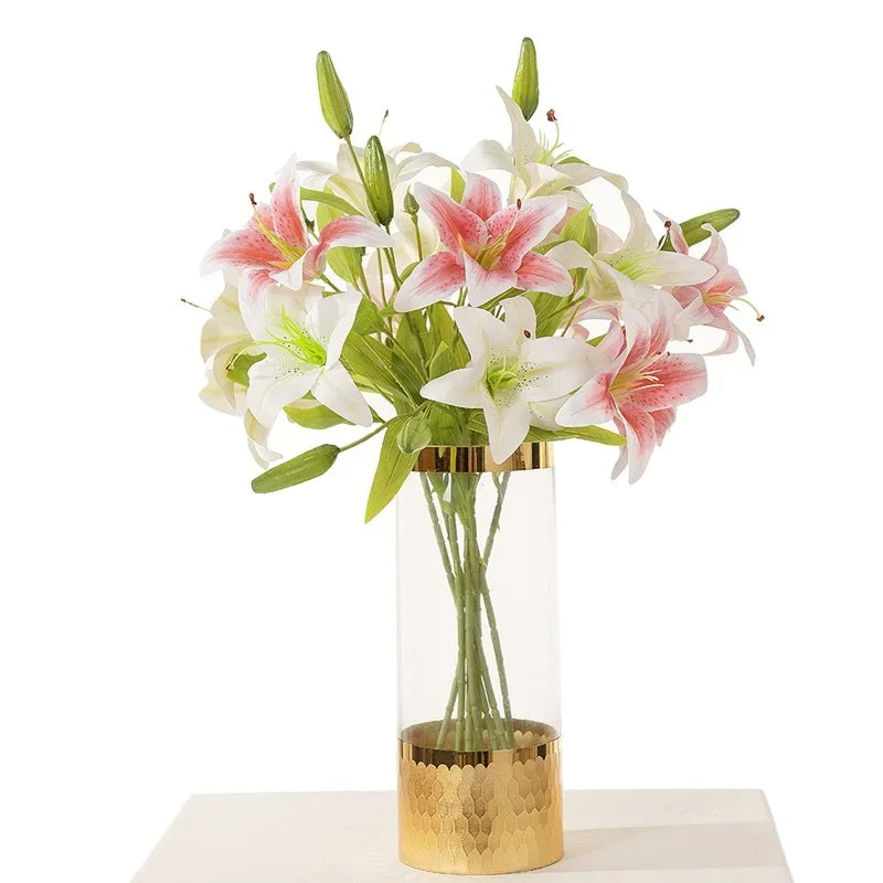 bouquet fleurs artificielles lys blanc rose vert moderne élégant décoration intérieure mariage anniversaire