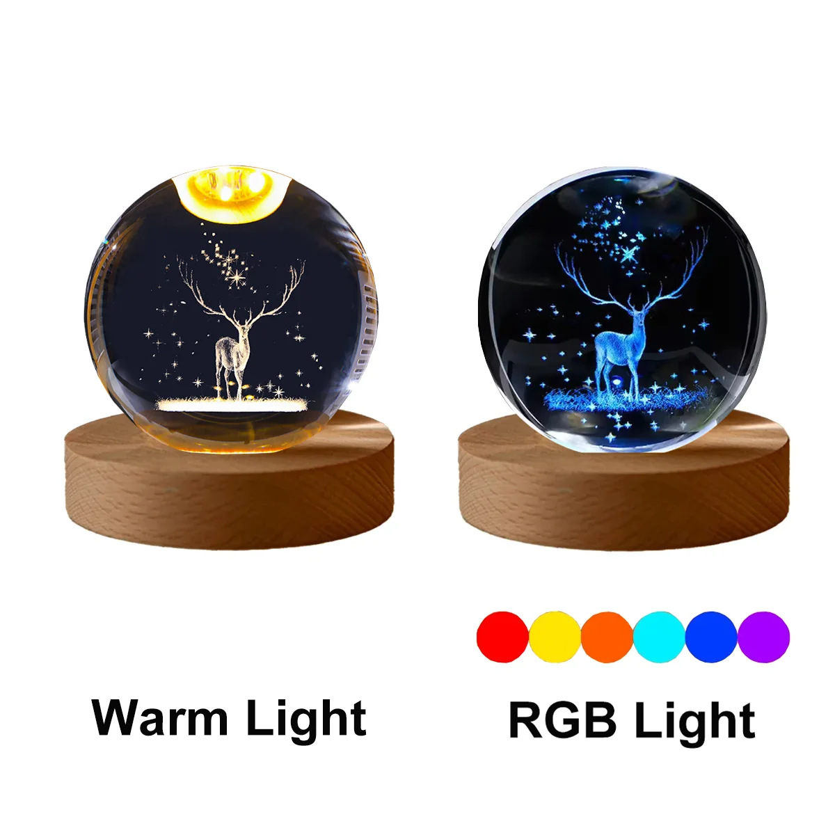 veilleuse boule cristal système solaire galaxie lune lumière rgb décoration