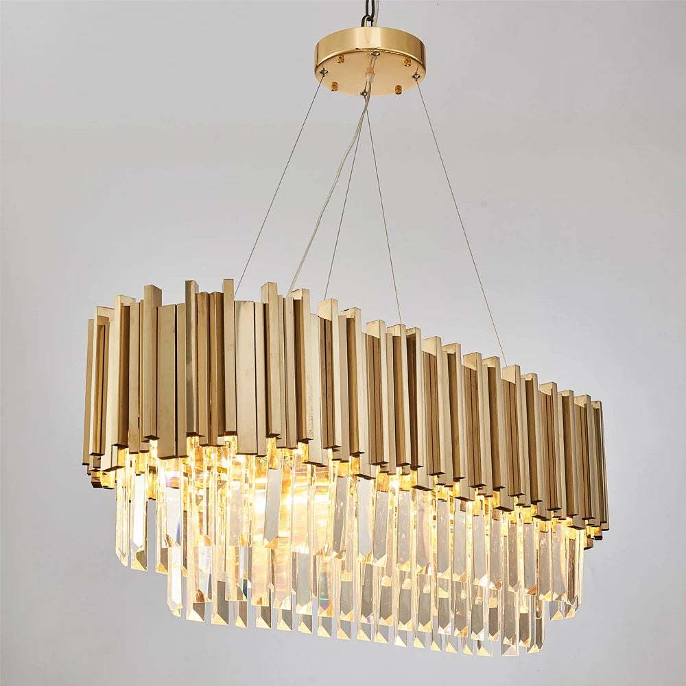 Suspension lumineuse dorée cristal moderne 4500K 3500K 6000K salon chambre