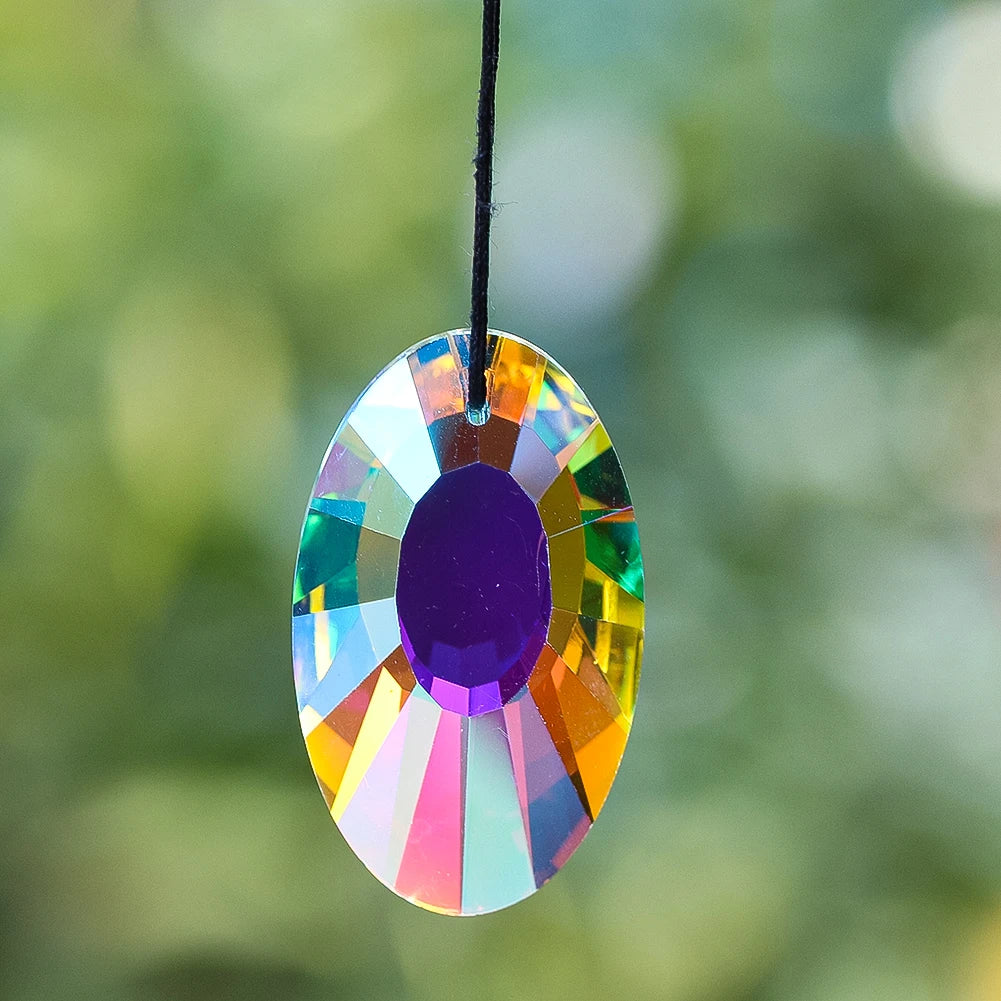 pendentif cristal multicolore facetté brillant décoration murale scintillante chambre violet rose jaune vert bleu