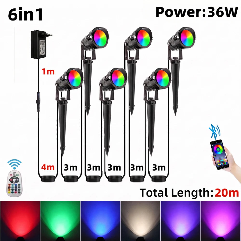 projecteur led extérieur intelligent noir moderne télécommande application 16 millions couleurs ip65 autonomes allées
