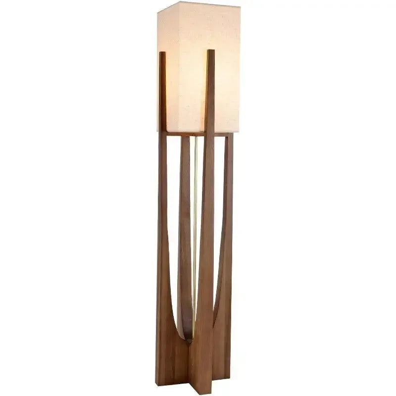 lampe sol moderne minimaliste bois naturel cuivre tissu uni chambre salon lumière chaleureuse froide