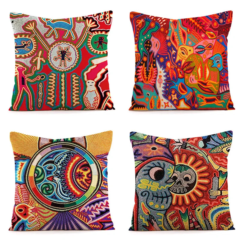 housse coussin multicolore motif ethnique imprimé polyester respectueux environnement bohème abstrait 45cm 45cmzipcode
