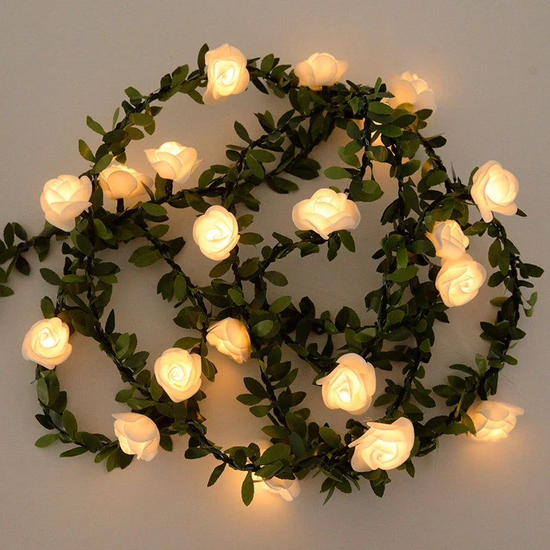 décoration mariage rose guirlande lumineuse fleurs artificielles romantiqueintérieur chambre salon