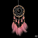 attrape rêves boho plumes tassel chain couleur bleue rose verte