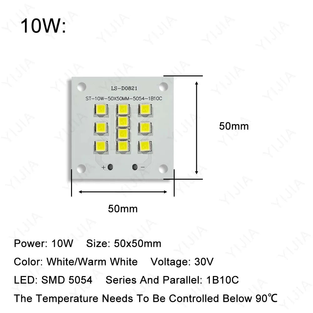 plaque led blanc blanc chaud 10w 20w 30w 50w 100w 150w 200w smd 5054