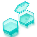 boîtes rangement hexagonnelles modernes transparentes clips colorées bleu noir vert orange violet rouge 42x46mm