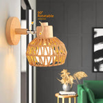 lampe murale tissu tressé bois naturel éclairage moderne rustique entrée chambre coucher