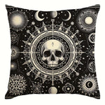 taies d'oreiller gothiques crânes étoiles noires blanches maison lit 45x45cm polyester peachskin