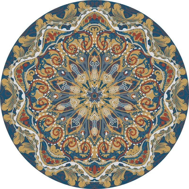 tapis rond boho mandala multicolore floral deco moderne salon chambreextérieur 80x80cm 120x120cm