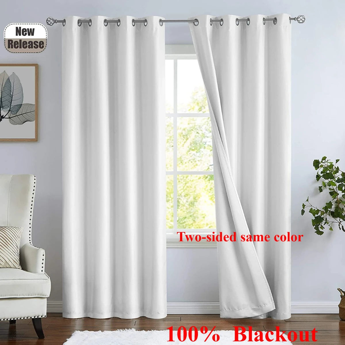 Détail du tissu 100% polyester du rideau occultant gris blanc