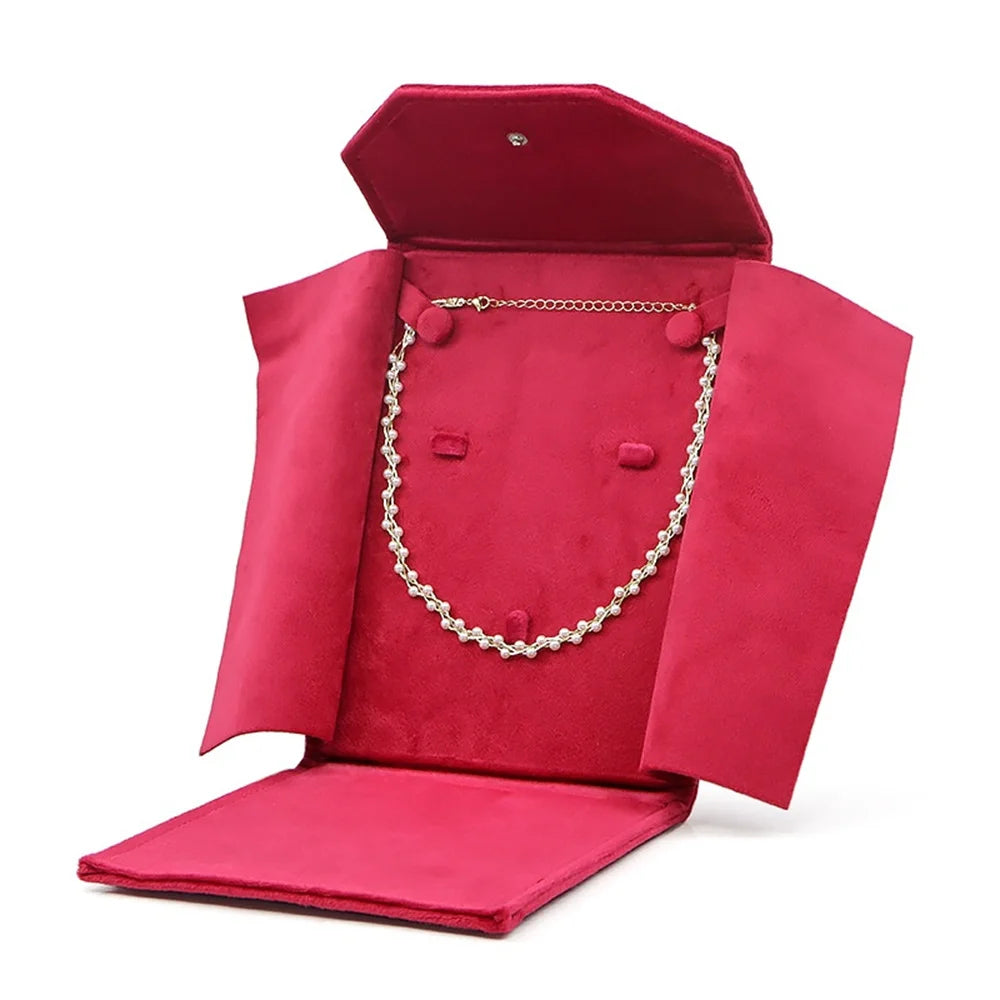 porte bijoux velours vert bleu gris rose rouge classique collier portable sac rangement
