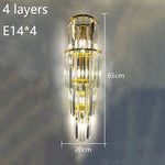 applique murale moderne cristal doré tubes horizontaux lumière led salon luxe élégant
