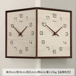 horloge murale moderne double face bois texture minimaliste date heure salon