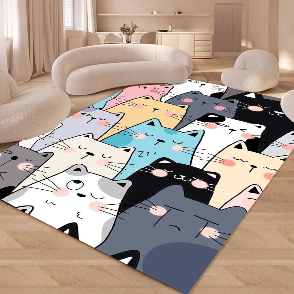 tapis moderne chatons mignons multicolore expression différente salon chambre décoration polyester polypropylène