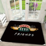 tapis d'entrée vert beige motif central perk tasses bienvenue moderne antidérapant résistantextérieurintérieur