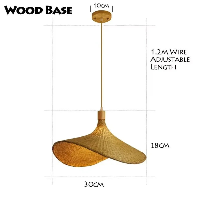suspension lumineuse moderne bambou tissage beige doré fixe passe câble noir