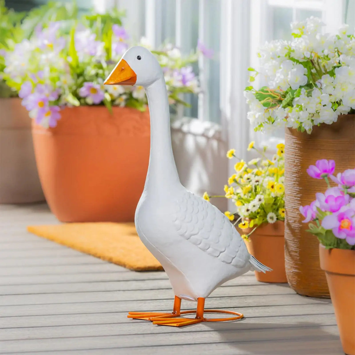 statue canard blanc orange texturé rustique extérieur jardin terrasse intérieur décoration magasin