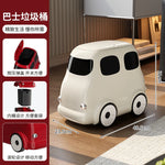 poubelle forme voiture rouge beige ludique roues compartiment intégré maison enfants