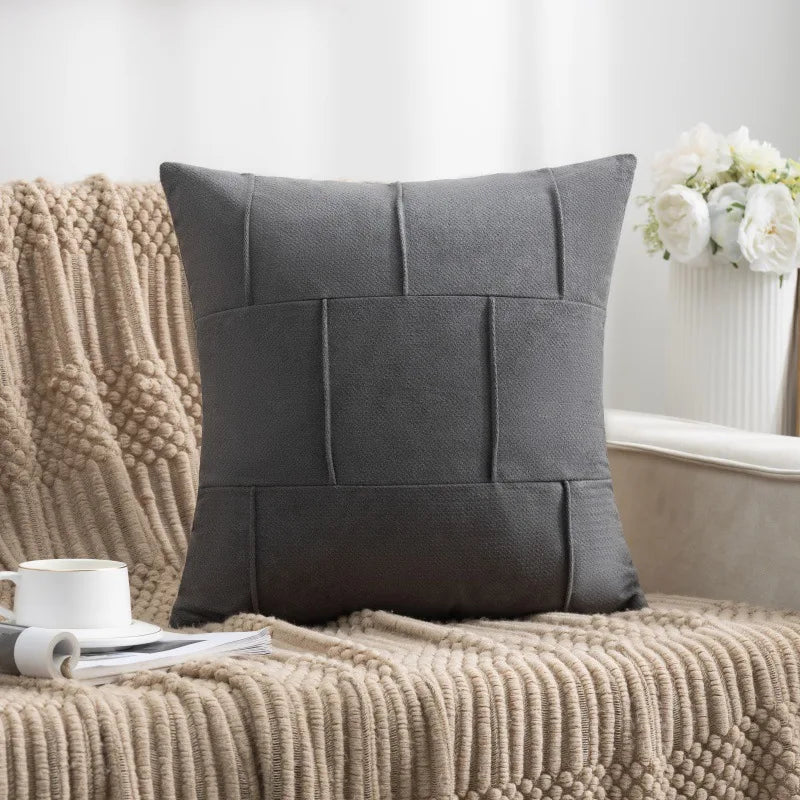 housse coussin carré moderne 45x45cm polyester solide beige orange vert gris