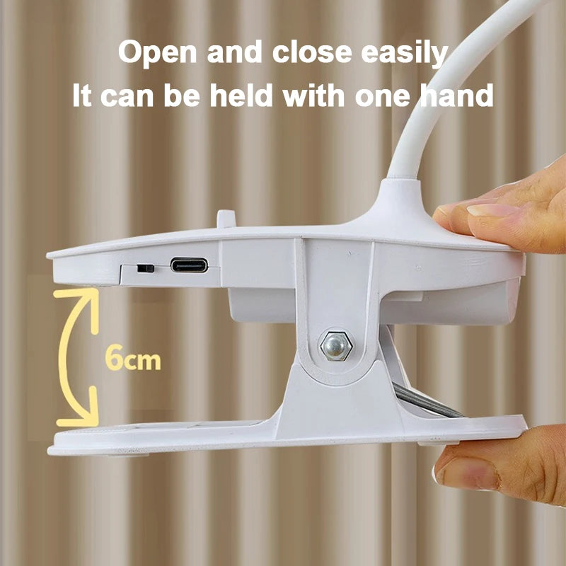 lampe rechargeable led blanc moderne pinces clipser port usb interrupteur base stable