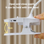lampe rechargeable led blanc moderne pinces clipser port usb interrupteur base stable