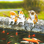 figurines chats décoration suspendue peluche tringle maison blanc noir orange