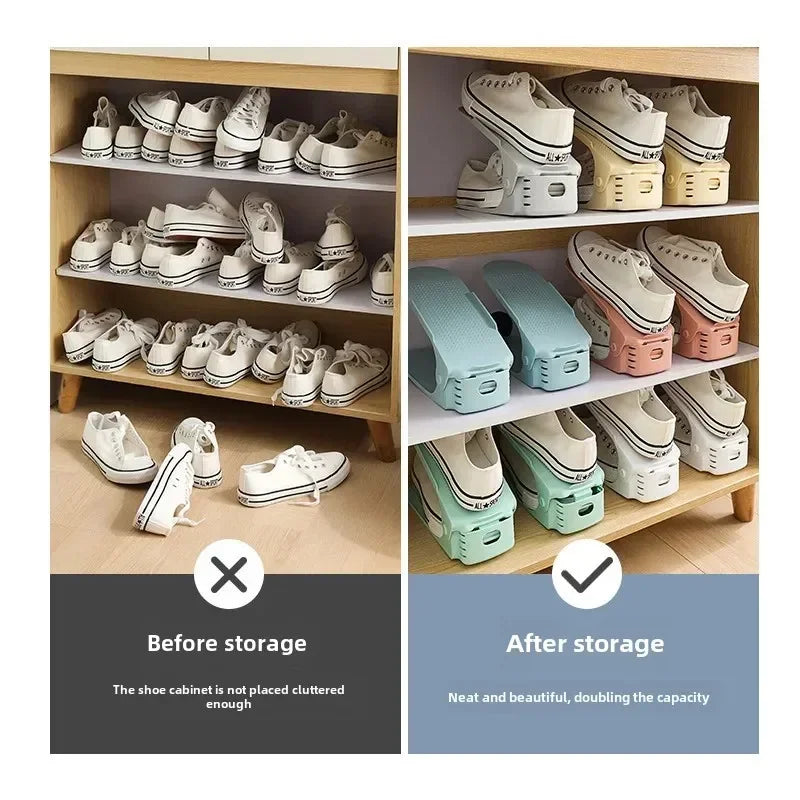 support chaussures moderne perforé blanc rose vert pastel clips réutilisable économiseur d'espace chambre penderie