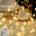guirlande lumineuse étoiles blanc chaud moderne 4m batterie cr2032 extérieur noël jardin