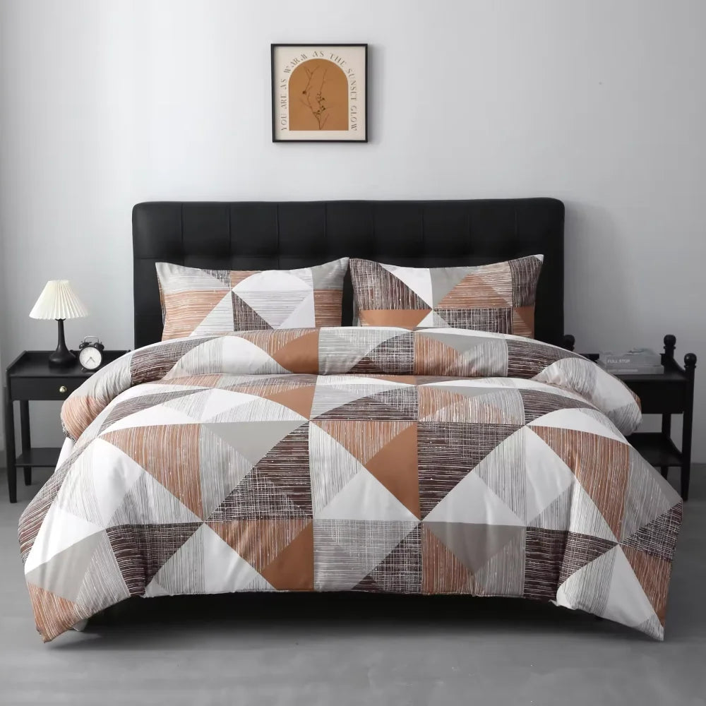 housse couette polyester motif géométrique moderne 135x200cm 150x200cm 160x220cm 200x200cm 200x230cm 220x240cm 2pcs taies