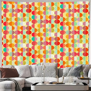 tenture murale moderne jaune orangée motifs cercles aquarelle pièce décoration chambre salon