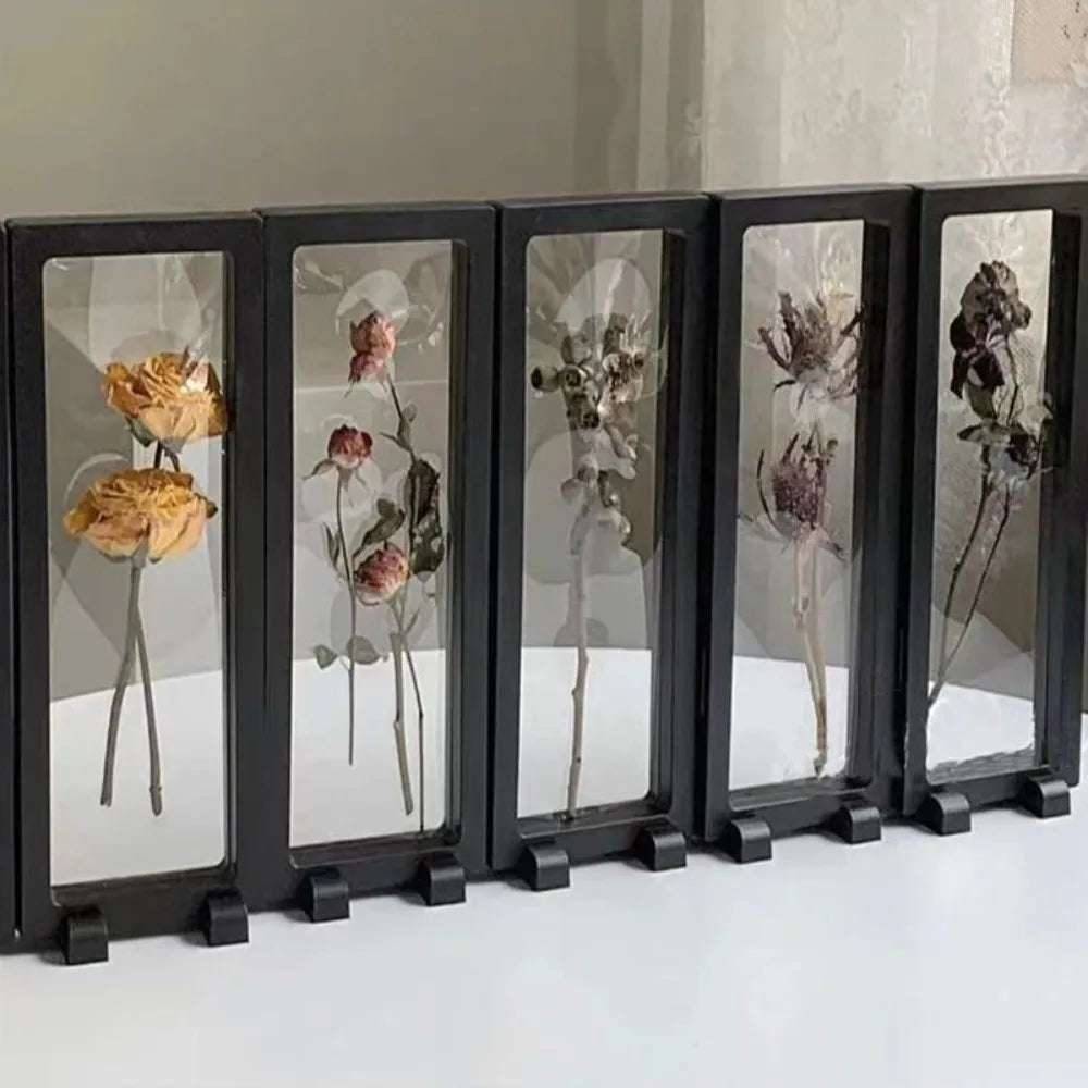 cadre photo transparent contemporain clips noir fleurs séchées boîte rangement bijoux décoration maison 30cm