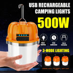 lampe camping rechargeable usb orange blanc moderne interrupteur crochet métallique led