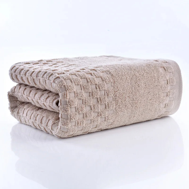 serviette bain coton absorbant séchage rapide plaid carrés beige clair classique lavable machine toile