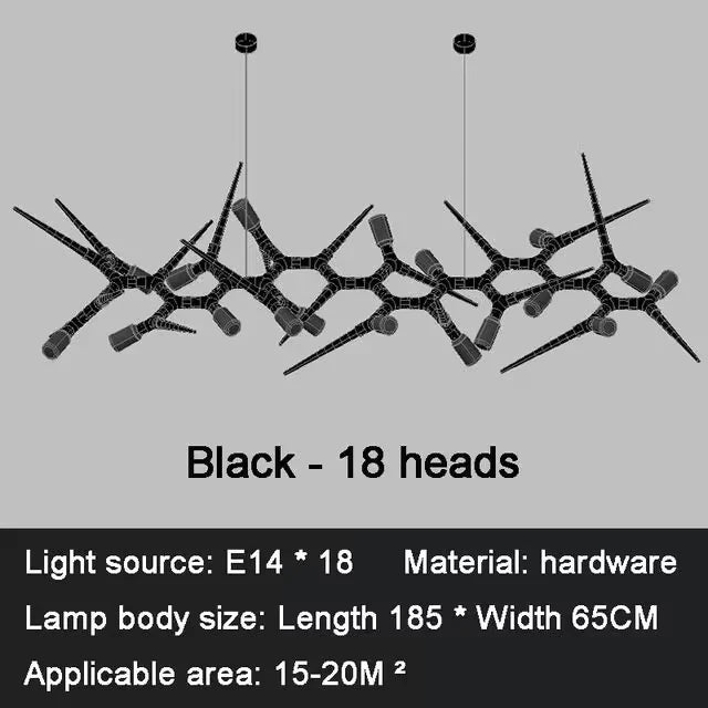 suspension lumineuse noire contemporaine 120cm 10 ampoules certification ul rohs