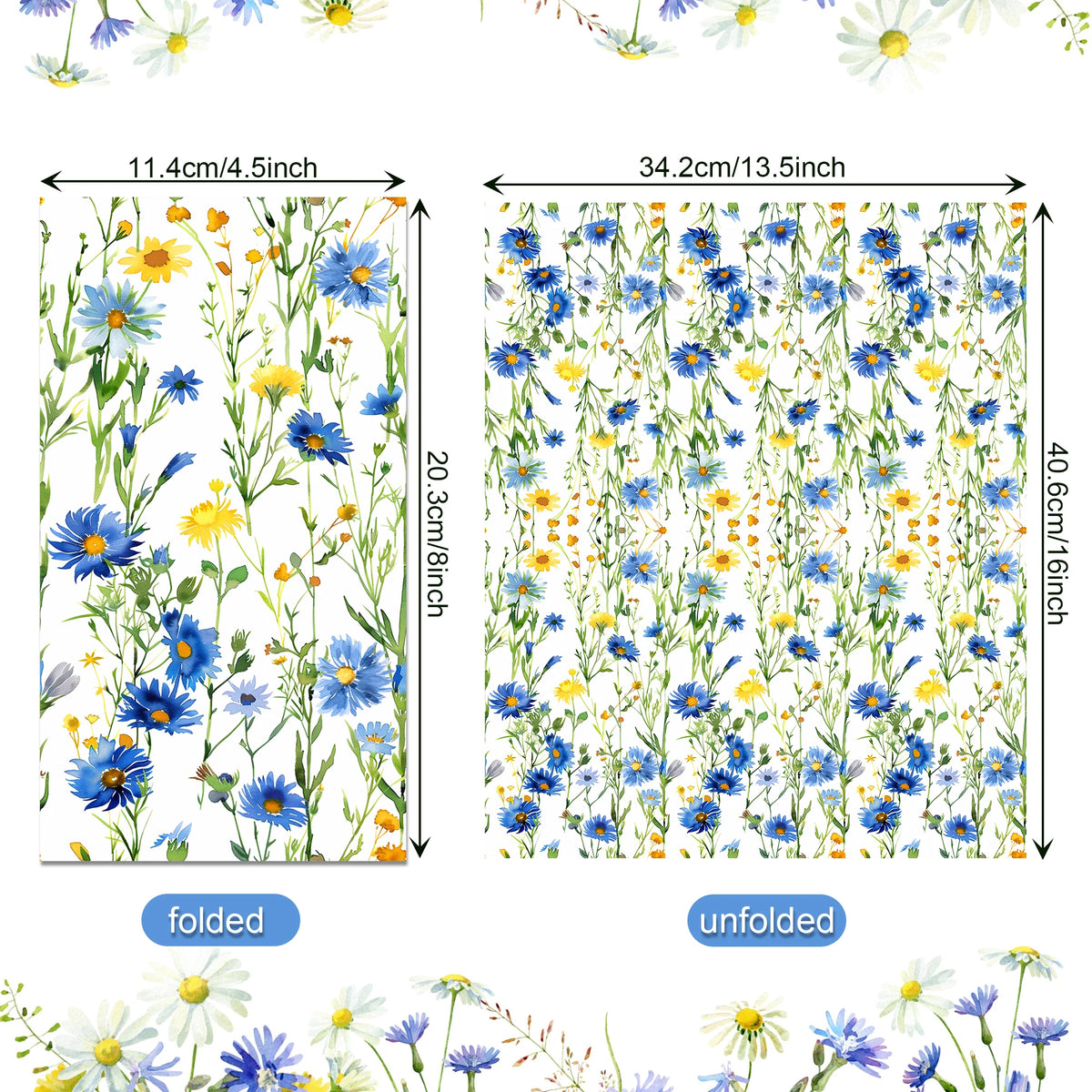 serviettes papier jetables fleurs bleues jaunes salle bain festives motifs floraux noël