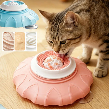 tapis léchage chat bol anti glouton antidérapant ventouse distributeur lent moderne ludique rose bleu