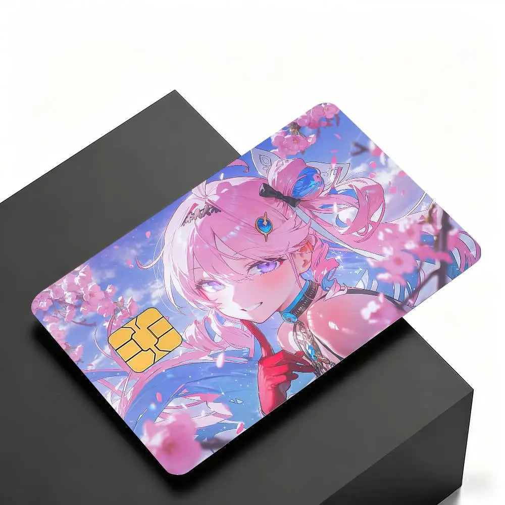 cartes crédit personnalisées anime fille étoiles adhésif rose bleu noir protégées transporte bancaire debit