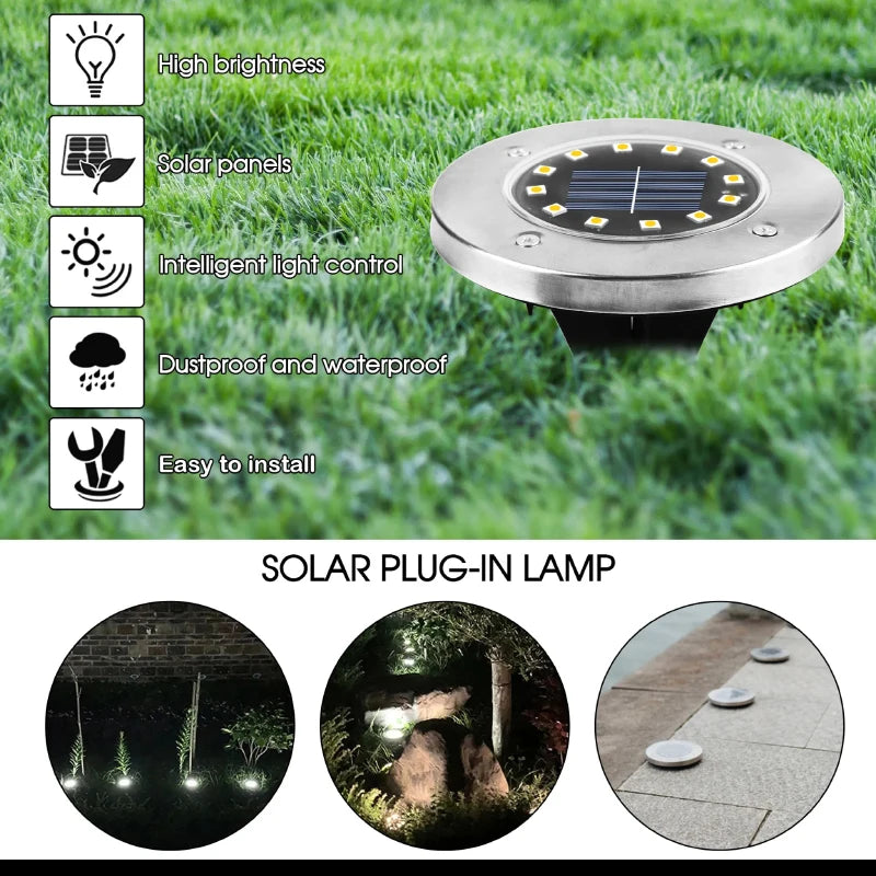 lumière solaire extérieure led argent noir moderne decoration jardin allée voie