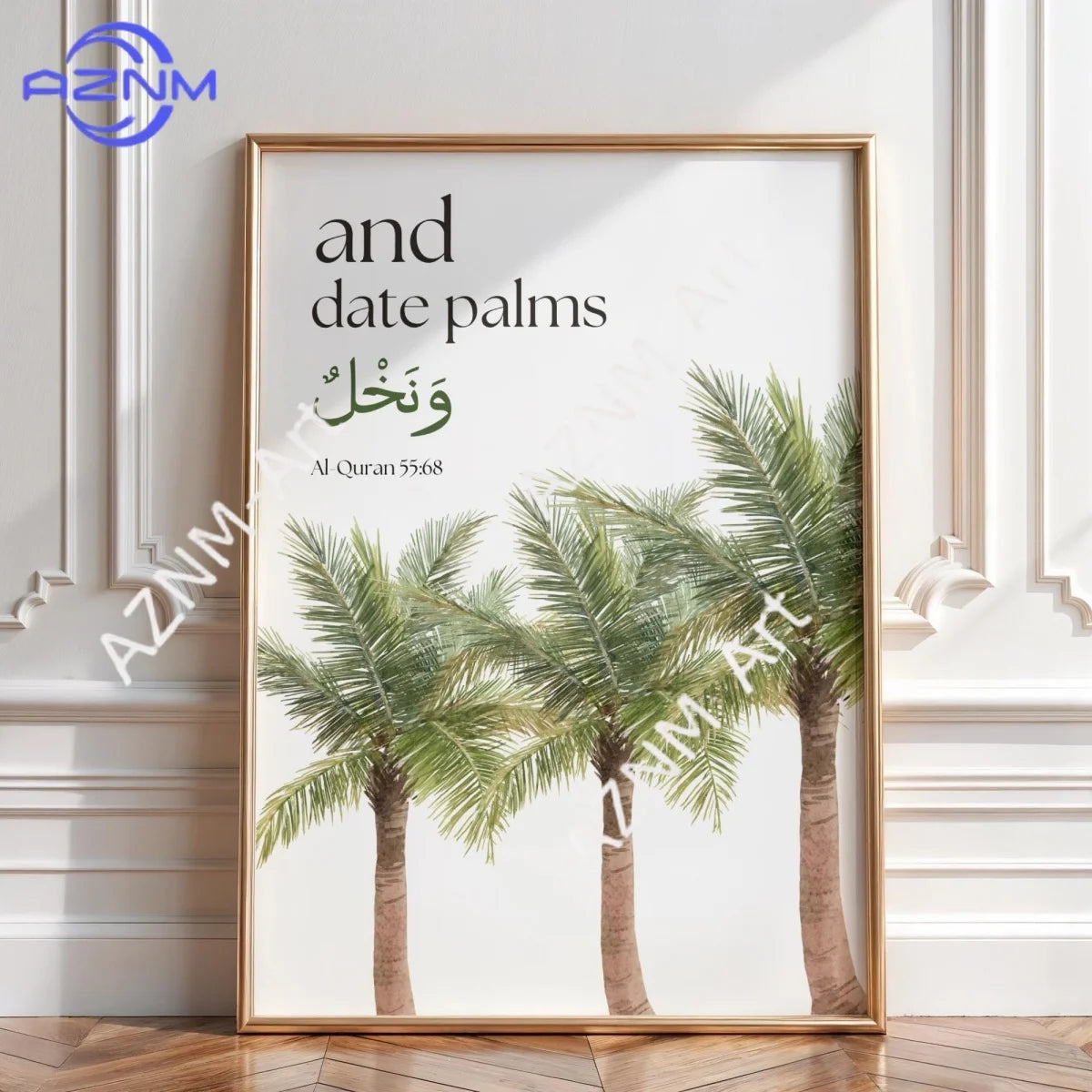 affiche illustration palmiers grenades toile classique vert rouge blanc decoration intérieure