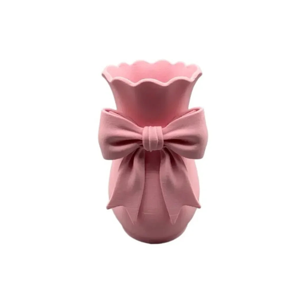 vase table moderne élégant verre cristal rose clair nœud doux