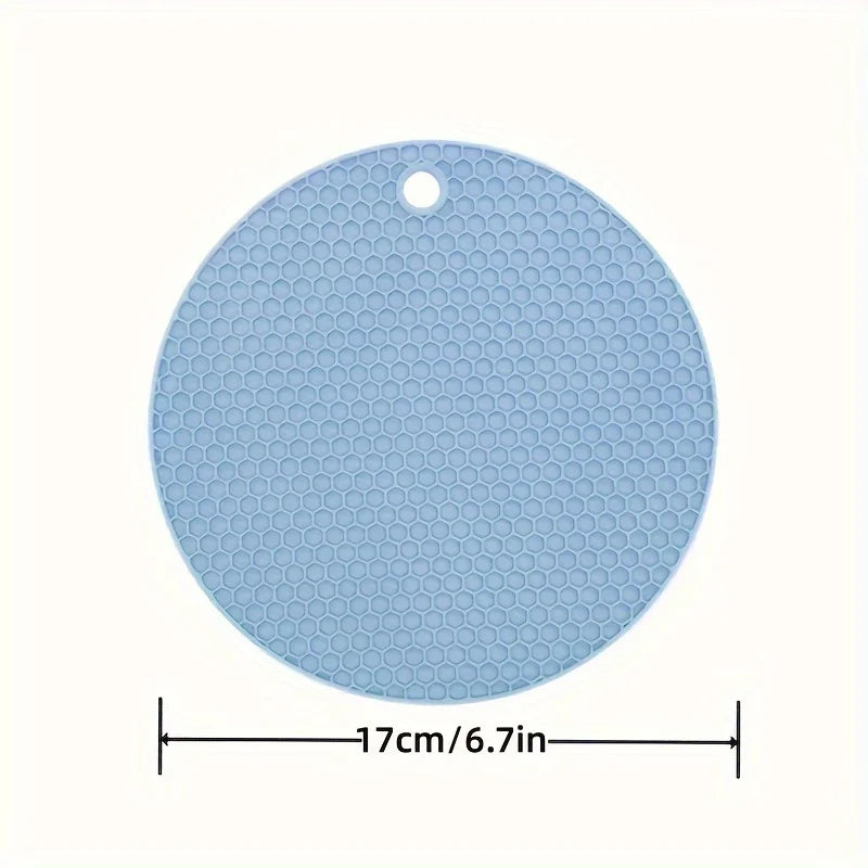 tapis table silicone réseau hexagonal bleu clair rose gris moderne antidérapant résistant taches cuisine
