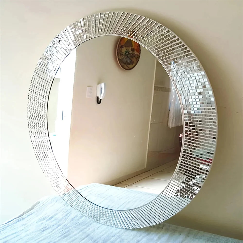 miroir mosaïque argenté doré adhésif deco fête carrés modernes opaques set