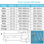diodes led ronde 3mm bleu vert rouge blanc chaud jaune blanc rose violet orange