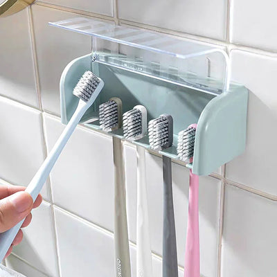Porte brosse à dents mural blanc avec couvercle pour salle de bain