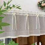 rideau transparent beige texturé dentelle bord fenêtre extérieure vintage rustique chambre décoration