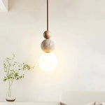 suspension lumineuse moderne boules bois naturel finition mat blanc marron beige