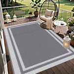 tapis extérieur polypropylène moderne gris blanc motif géométrique simple hand washing patio camping