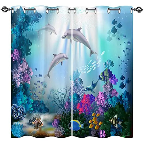 Rideau de douche motif mer en polyester