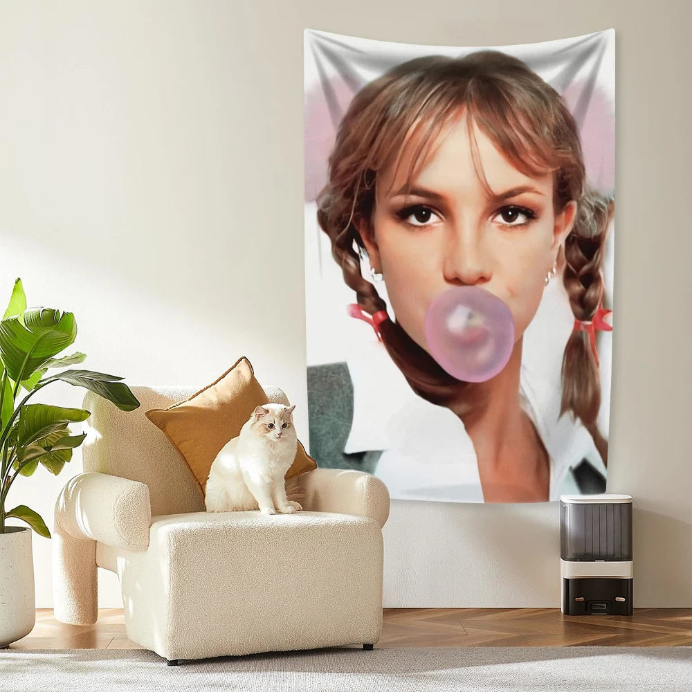 tapisserie murale moderne portrait personnes brillant couleurs vives blanc rose gris vert bleu rouge